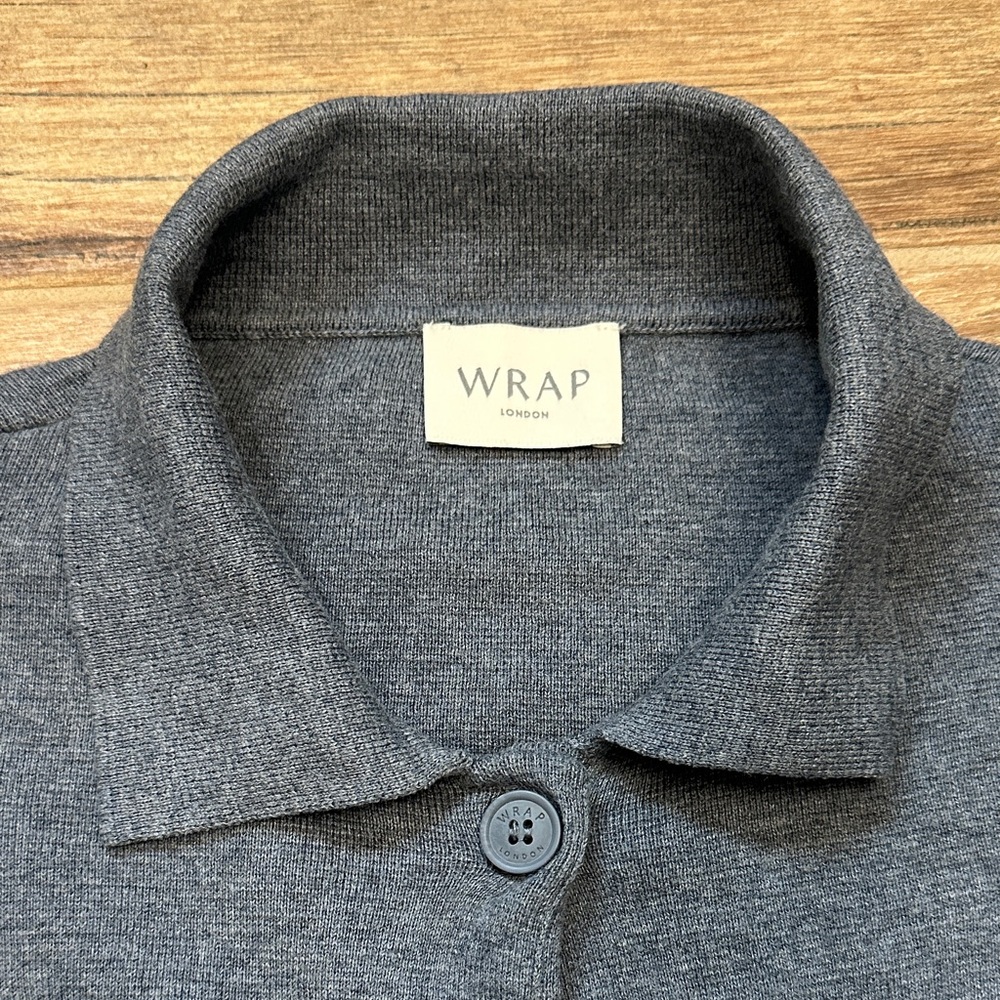 Wrap Charcoal Gray Button-Front Women's Sweater Jacket - Picture 2 of 13
